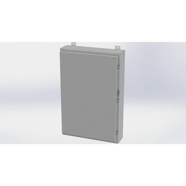 Clamps with Padlock Hasp Electrical Enclosures, 36 in H, 6 in D, 24 in W, NEMA 4, Carbon Steel
